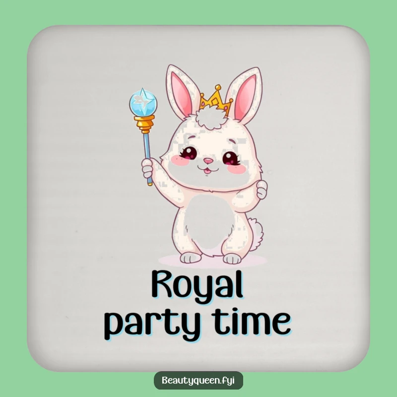 Funny Bunny Tiara Scepter Coaster Set: Protect Surfaces with Royal Charm