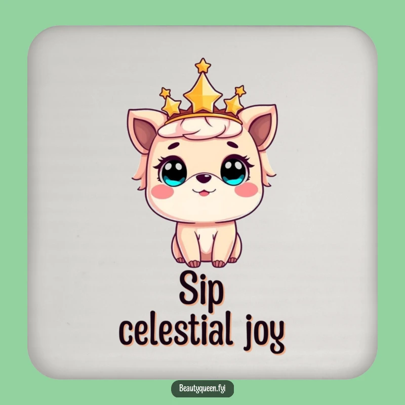 Funny Drink Coaster: Star crowned animal amazed, protect surfaces with magic