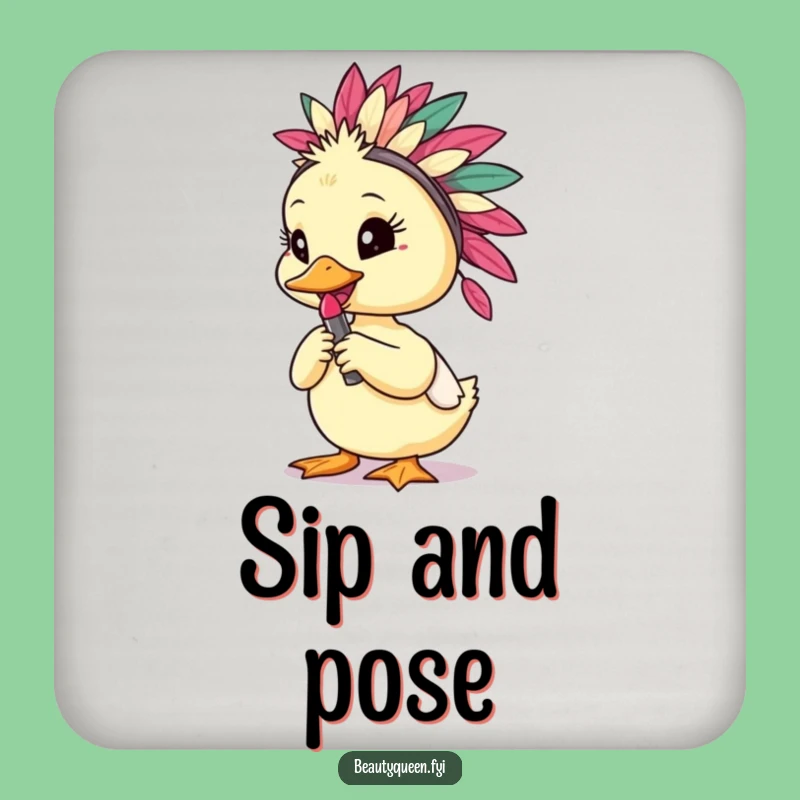 Funny Duckling Coaster Set: Adorable Lipstick Bird Drink Protection, Humorous Gift