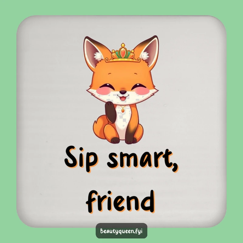 Funny Fox Diadem Coaster: Protect Surfaces with Foxy Elegance Funny Gift