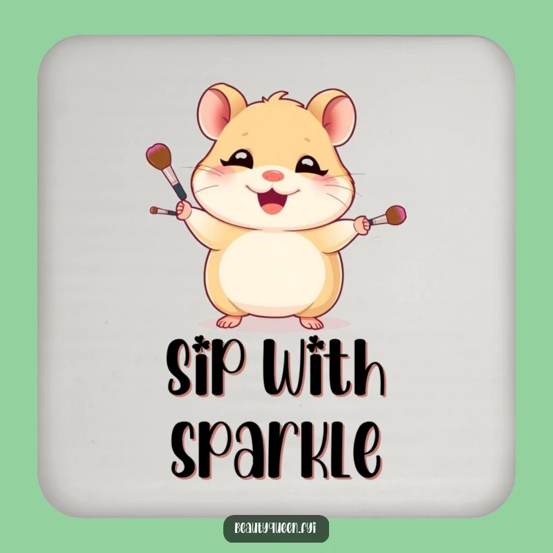 Funny Hamster Makeup Artist Coaster - Protect Surfaces with Humor