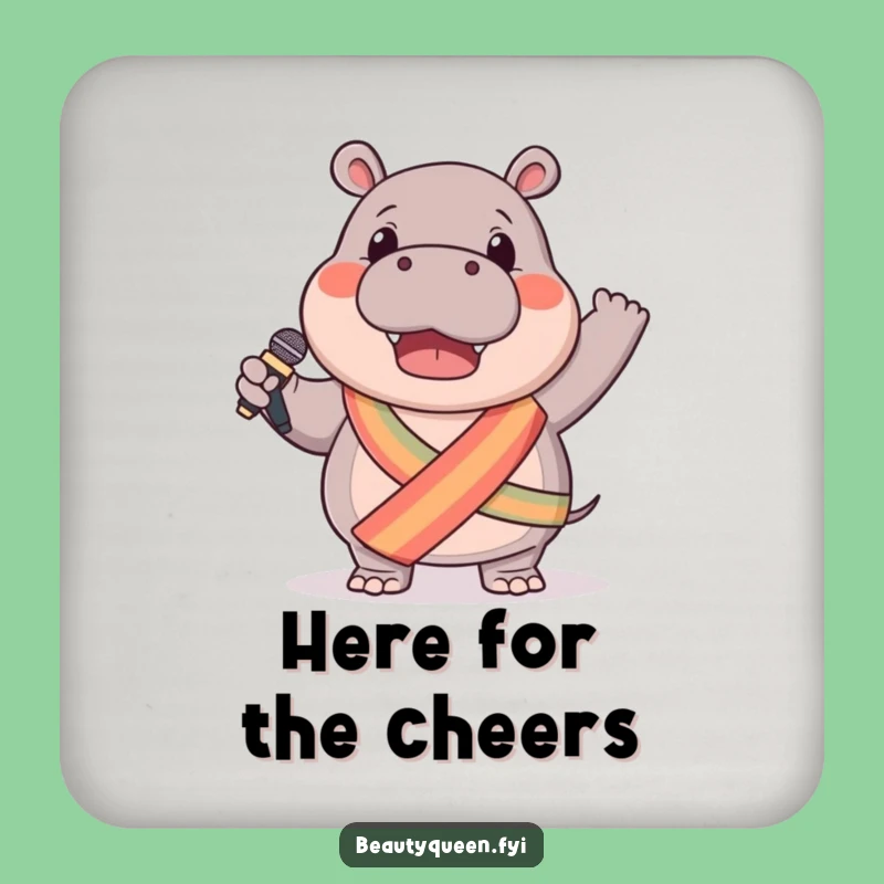 Funny Hippo Drink Coasters: Microphone Star Protection, Sash Accent, Gift Set