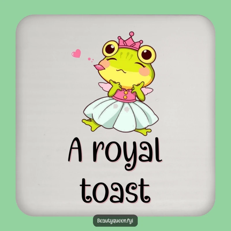 Funny Princess Frog Kiss Coaster: Protect Surfaces with Humorous Fairy Tale Charm Gift