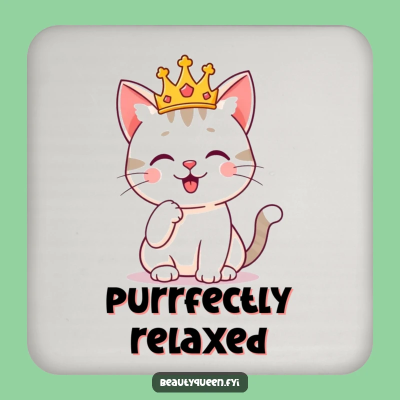 Funny Crowned Cat Coaster Set: Sip with Royal Dignity