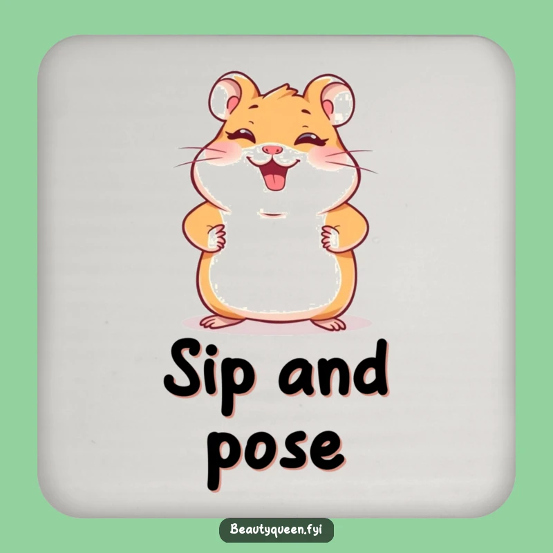 Funny Hamster Pose Coaster Set: Giggling Paws Gift for Playful Table Decor