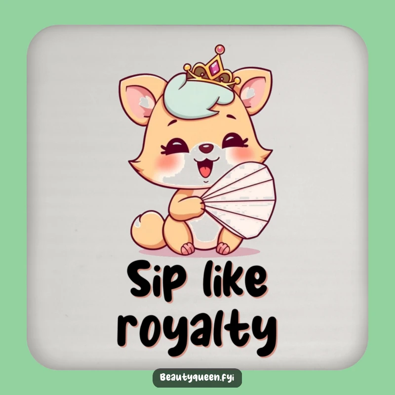 Funny Drink Coaster: Playful animal tiara fan giggles, protect surfaces humorously