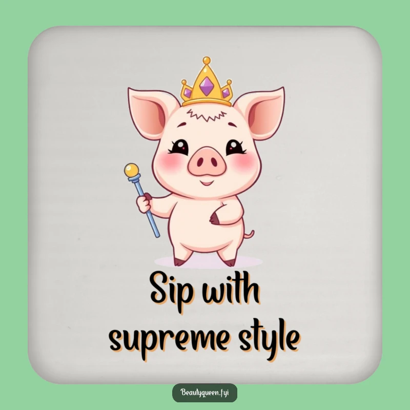 Funny Piglet Tiara Coaster: Elegant Porker Protection, Stylish & Hilarious Gift
