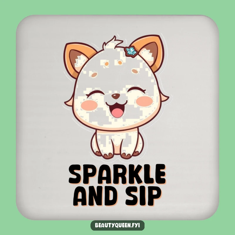 Funny Drink Coaster: Happy animal sparkly accessory, protect surfaces with joy