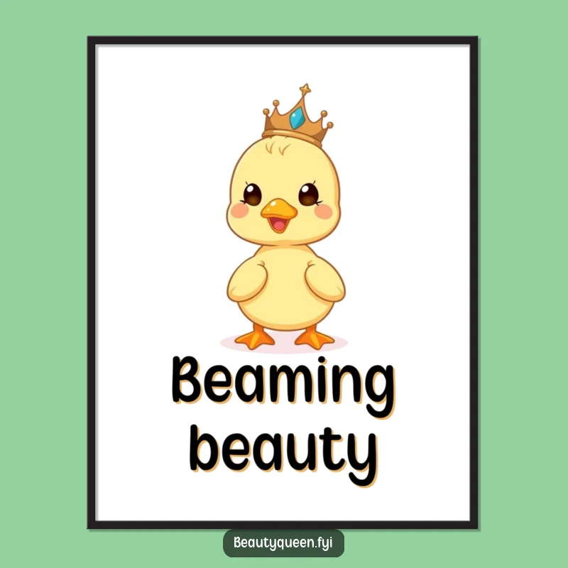 Funny Duckling Tiara Poster: Beaming Duckling Art - Wall Decor Gift