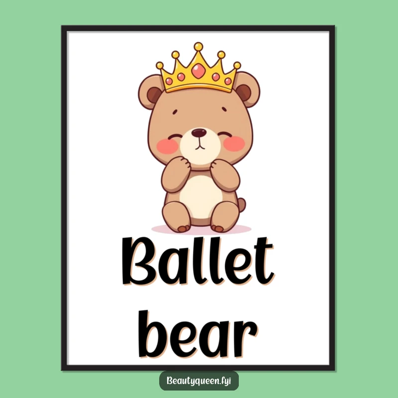Funny Bear Cub Curtsey Poster: Royal Animal Art, Hilarious Decor Gift!