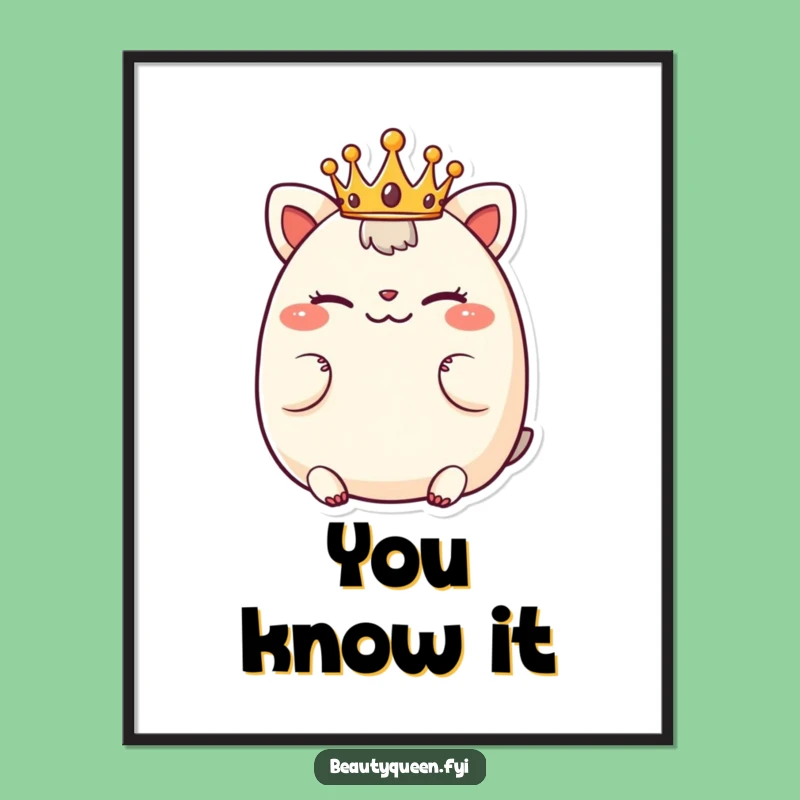 Funny Chubby Crown Animal Poster - Playful Wall Art Decor