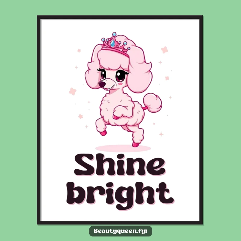 Funny Poodle Poster: Sparkly Tiara Dog Art for Glam Decor