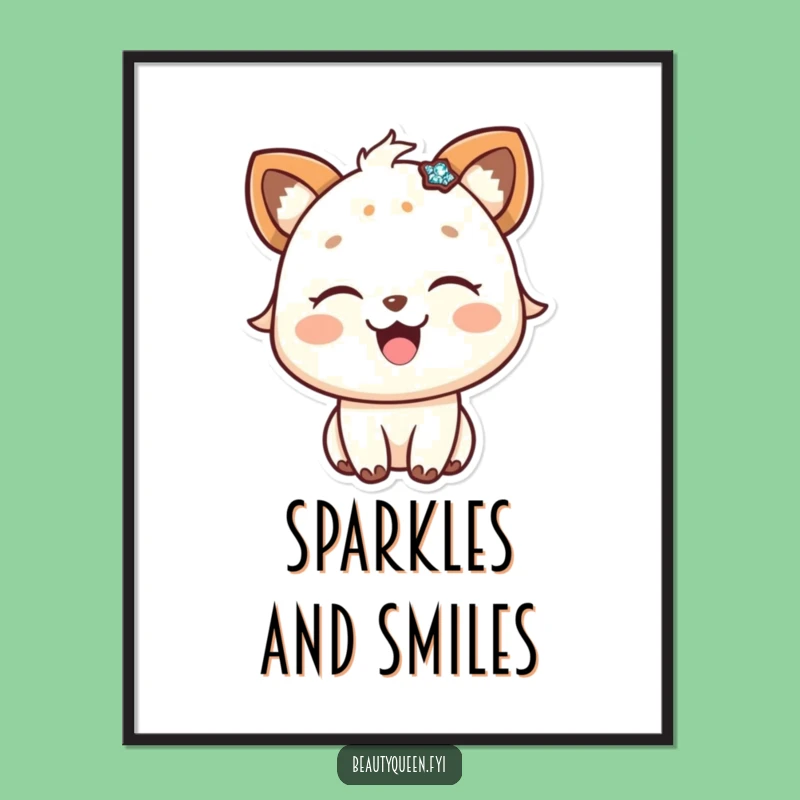 Funny Poster: Happy animal sparkly accessory, art that sparkles with joy