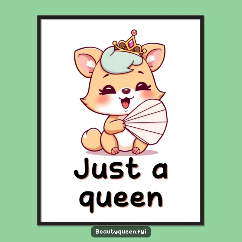 Funny Poster: Playful animal tiara fan giggles, wall art for humor lovers