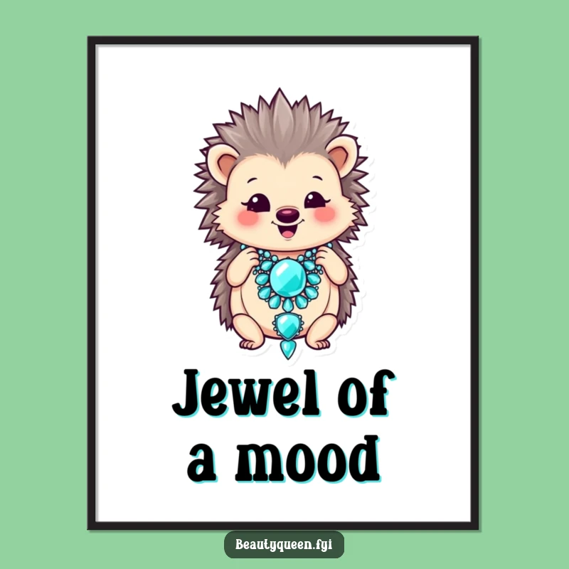Funny Hedgehog Necklace Poster: Glamorous Art, Hilarious Wall Decor