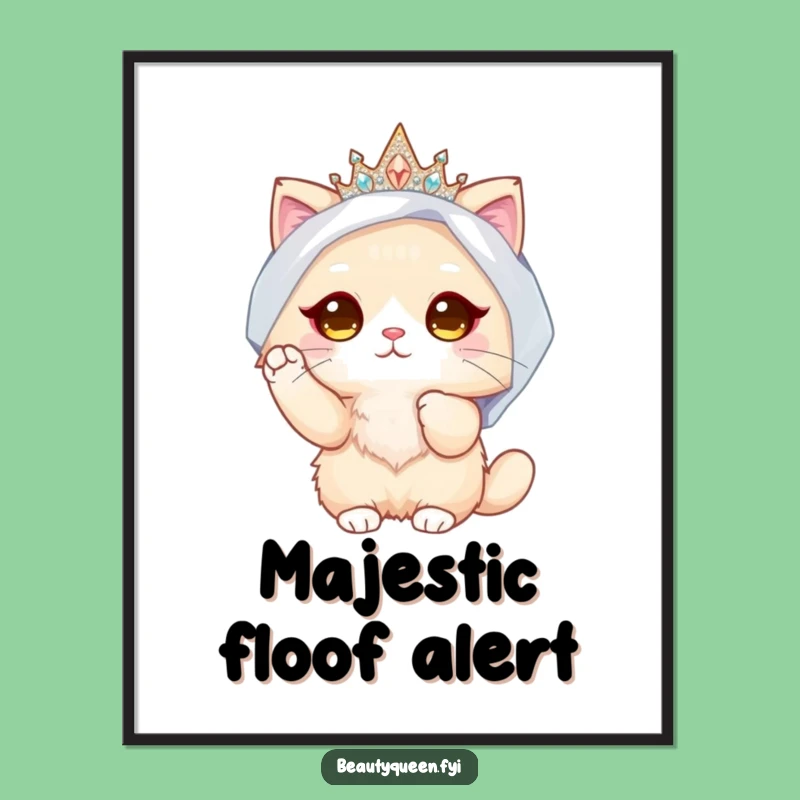 Funny Fluffy Cat Bride Poster: Regal Wall Art, Hilarious Wedding Gift!