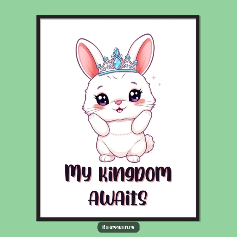 Funny Bunny Tiara Poster: Regal & Sparkly Rabbit Art Print Funny Gift
