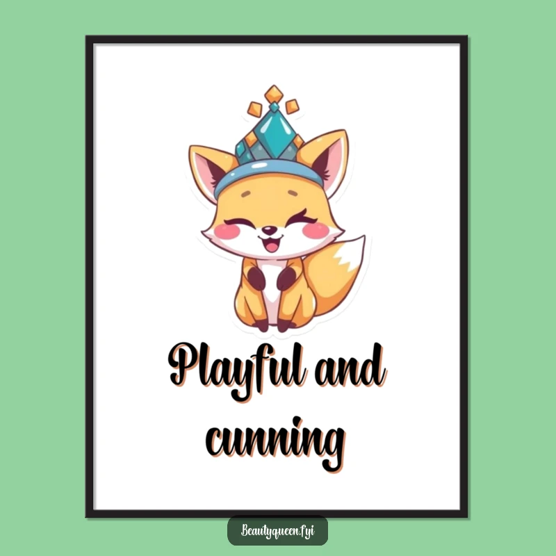 Funny Fox Winking Poster: Bejeweled Charm for a Playful Space