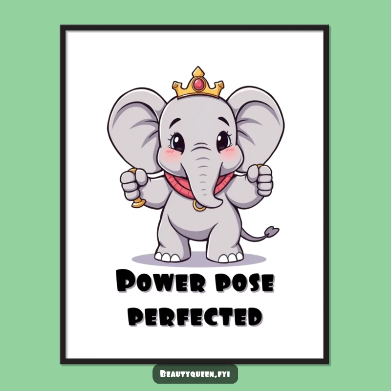 Funny Elephant Pose Poster: Dramatic Scepter Art Gift for Regal Wall Decor