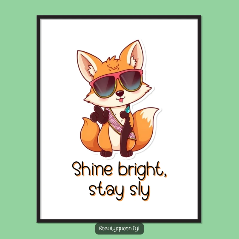 Funny Fox Sunglasses Poster - Sassy Animal Art Print - Bold & Humorous Decor