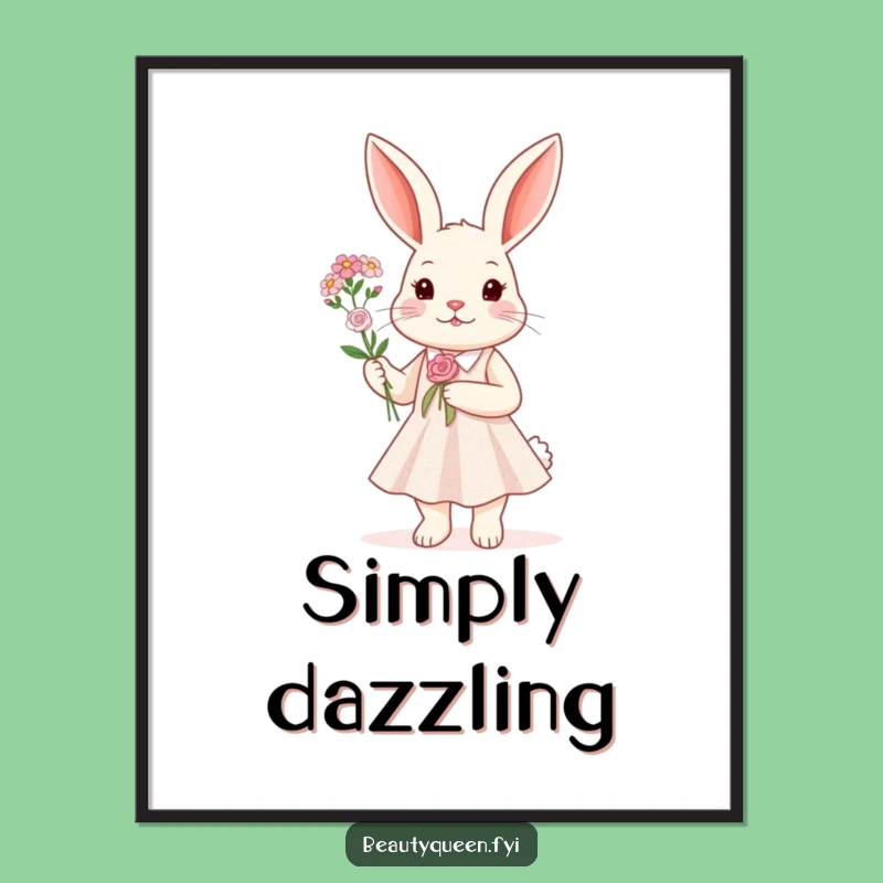 Funny Rabbit Sparkle Dress Poster - Whimsical Art Print Gift