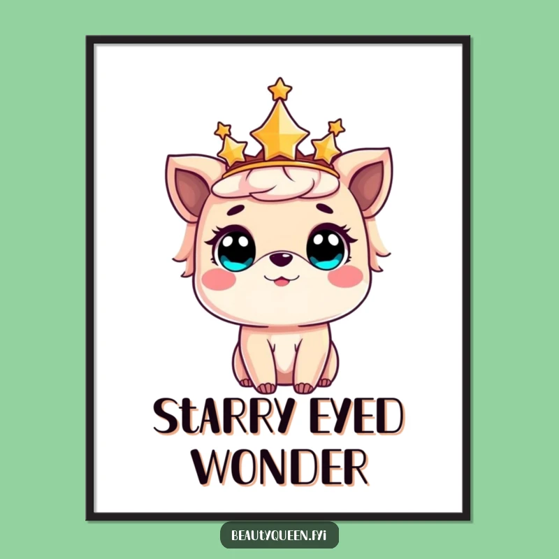Funny Poster: Star crowned animal amazed, art that sparks pure wonder