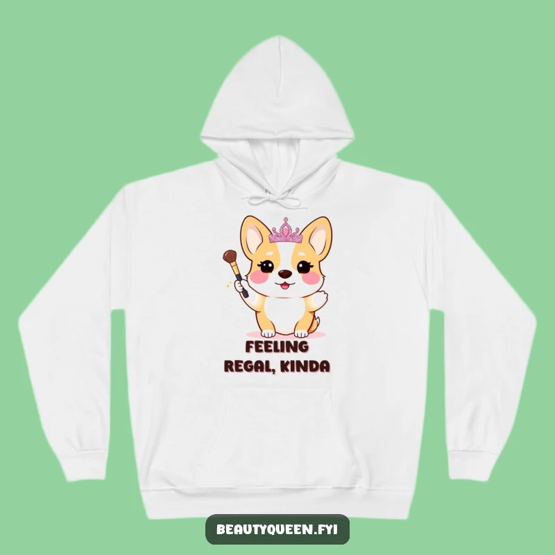 Funny Corgi Queen Hoodie: Cozy Blushing Dog Princess Apparel Gift