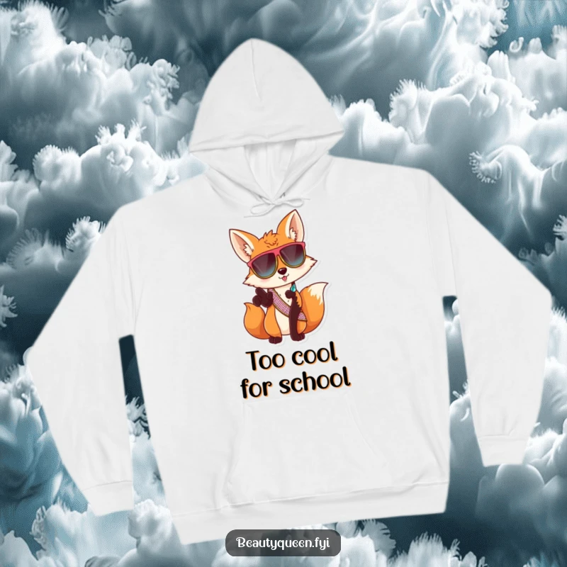Funny fox sunglasses hoodie, cozy sweatshirt with sassy animal, warm and humorous attire, a perfect funny gift for cool cats.