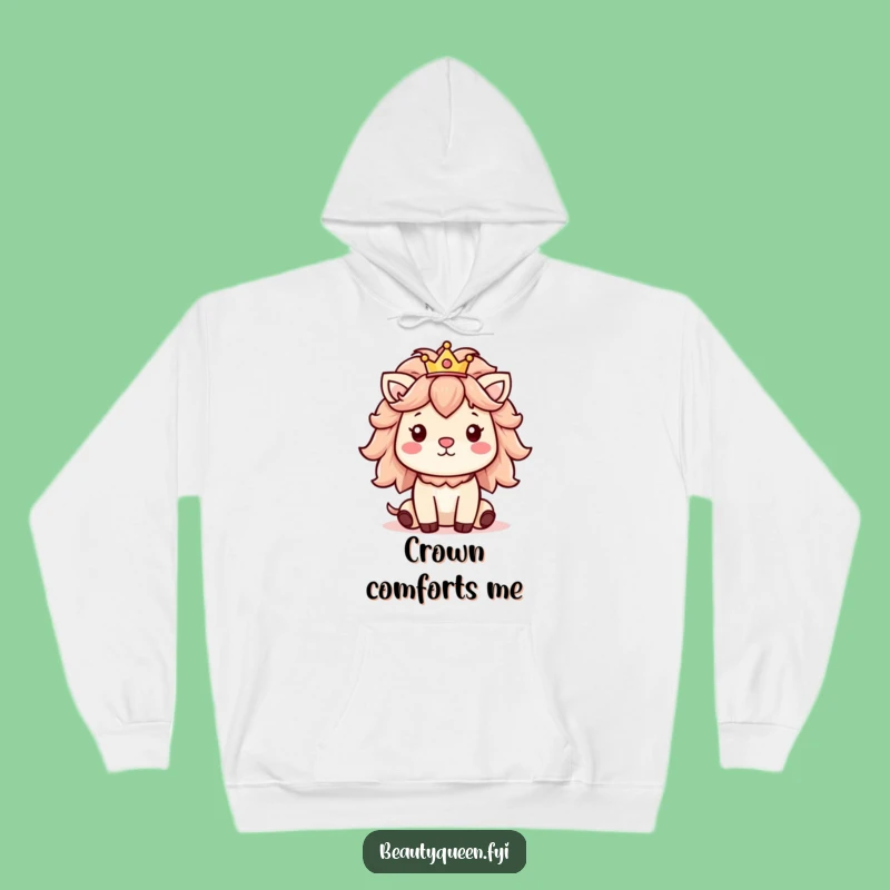 Funny Hoodie: Cheerful animal fluffy mane and crown, cozy royal comfort