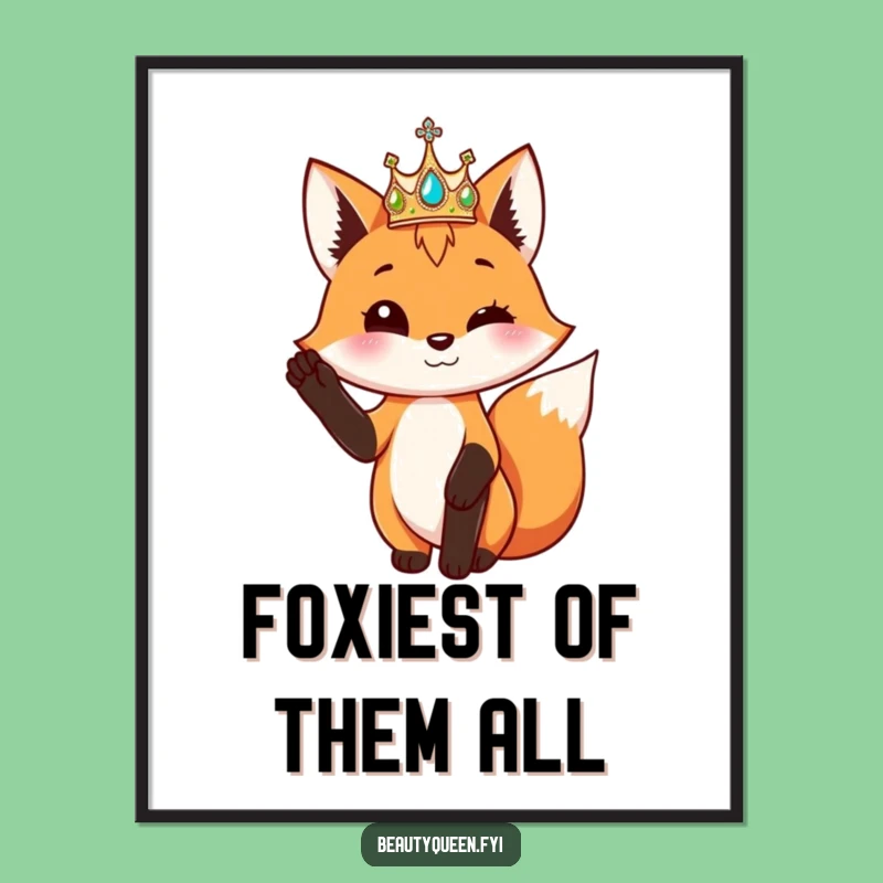 Funny Free Printable Fox Art: Crowned Elegance Digital Download Wall Decor Gift
