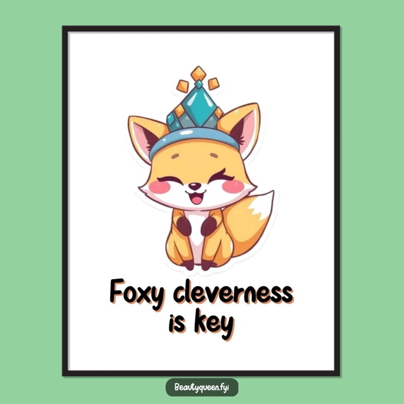 Free Printable Fox Art: Witty Bejeweled Hat Winking Downloadable Decor