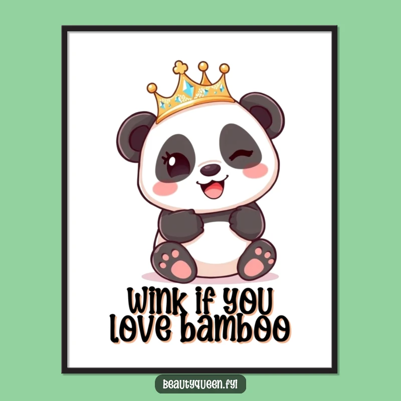 Free Printable Funny Wall Art: Panda King Winking, Adorable Downloadable Decor for Smiles