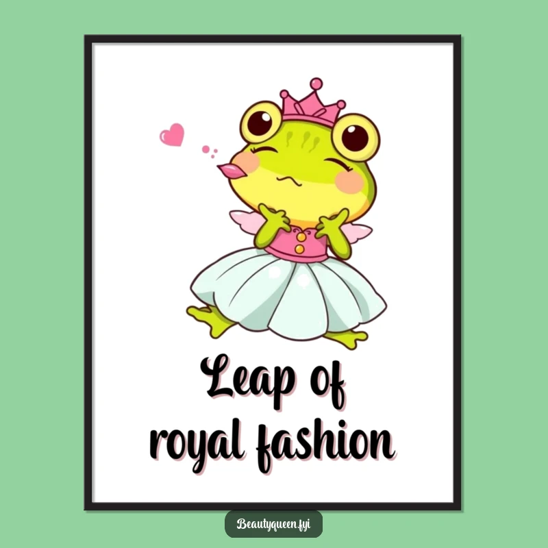 Free Printable Funny Wall Art: Princess Frog Kissing, Whimsical Downloadable Decor for Giggles
