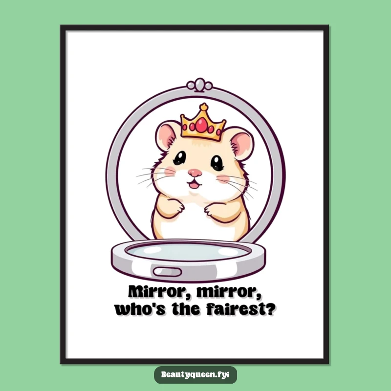 Free Printable Hamster Queen Wall Art: Cute Crown Peek! Humorous Downloadable Decor.