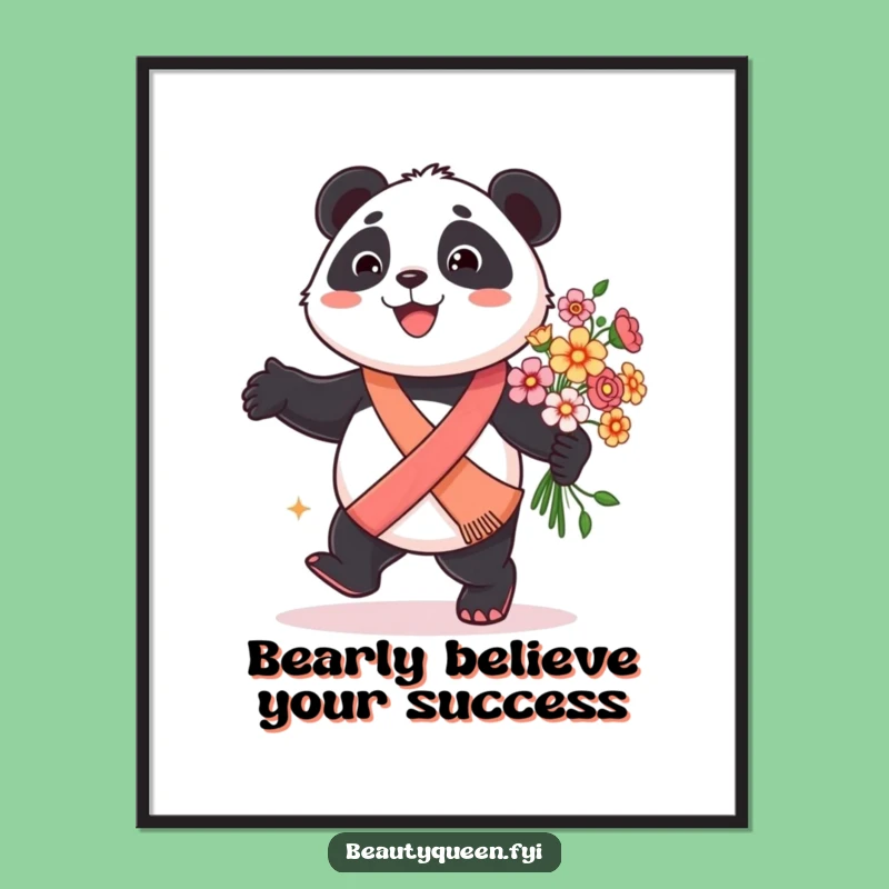 Free Printable Wall Art: Panda Sash Flowers, Funny Downloadable Art