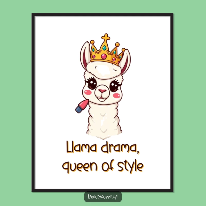 Free Printable Wall Art: Playful Llama Queen's Sassy Style - Downloadable Decor