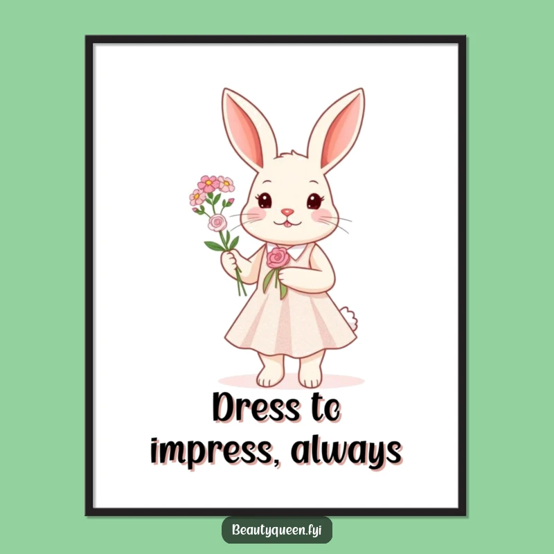 Free Printable Wall Art: Sparkly Rabbit's Bouquet - Funny Downloadable Decor Gift
