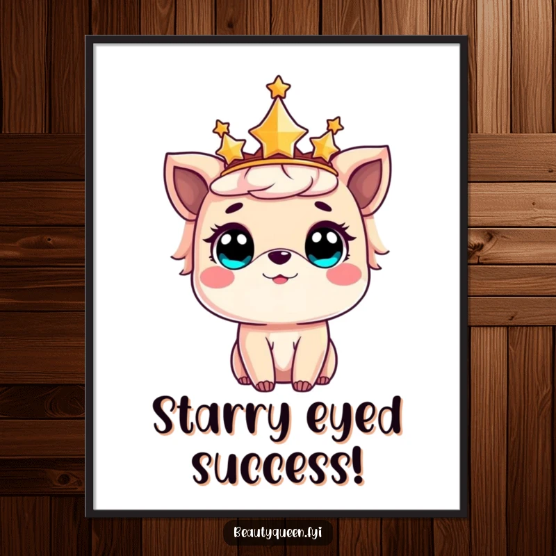 Free Printable Wall Art: Sweet animal amazed, wearing a star crown, adding a touch of wonder to any room.
