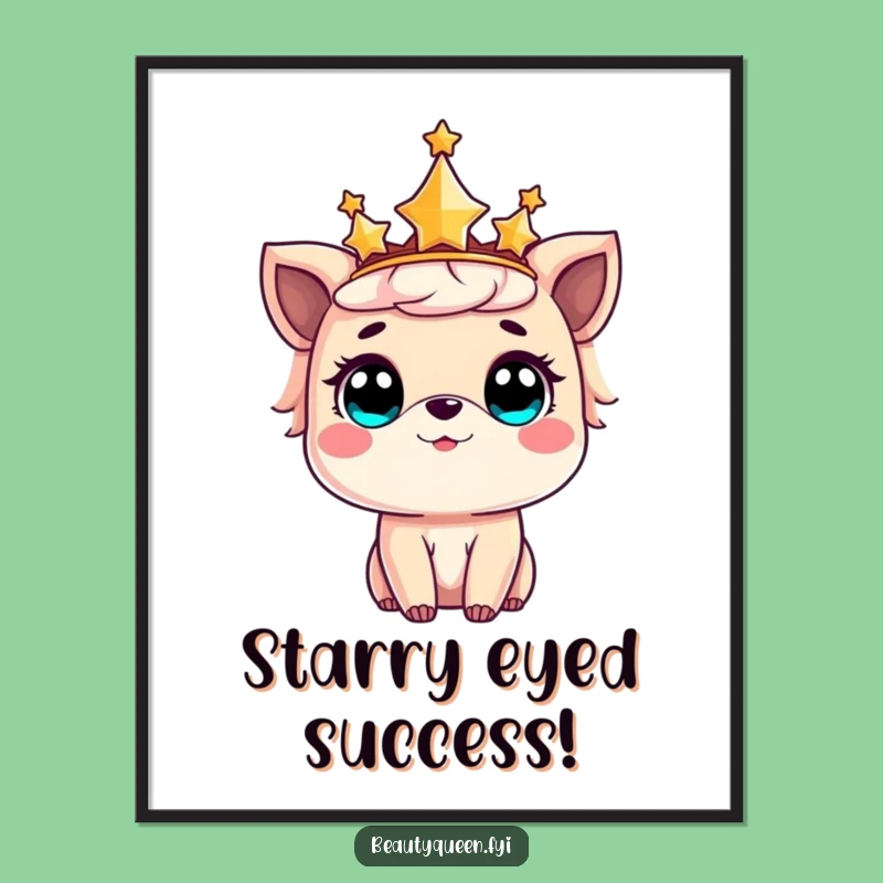 Funny Free Printable Wall Art: Amazed Animal with Star Crown, Whimsical Download