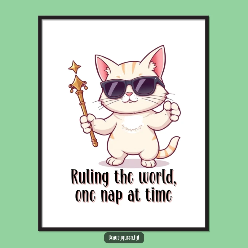 Funny Free Printable Wall Art: Cool Cat King Downloadable Art Gift