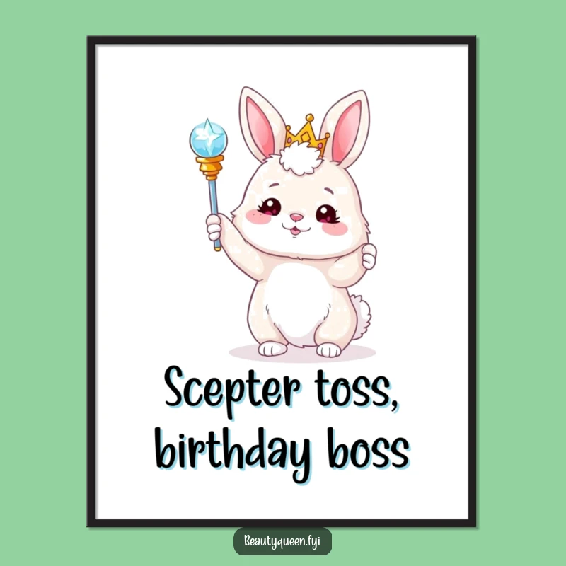 Funny Free Printable Wall Art: Bunny Scepter Toss Royal Downloadable Decor