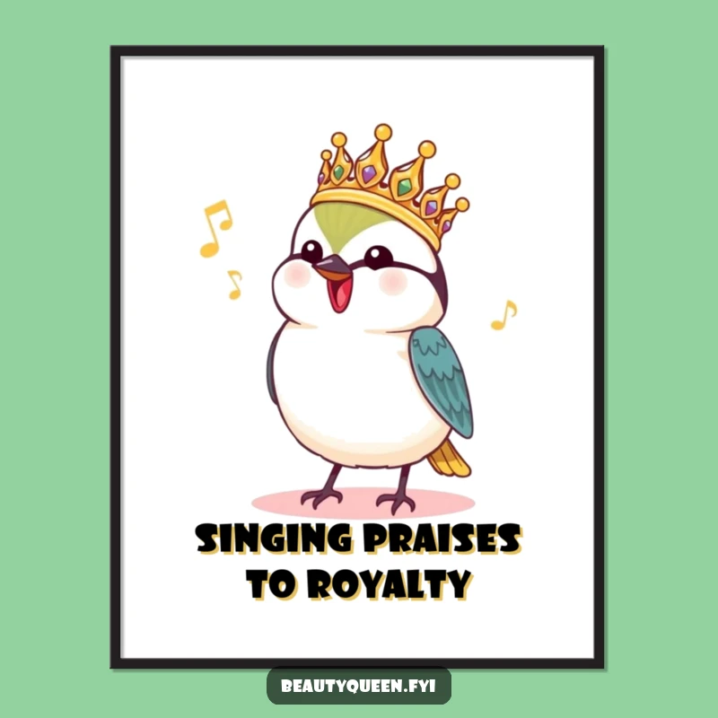 Free Printable Wall Art: Charming Chickadee's Royal Serenade - Downloadable Decor