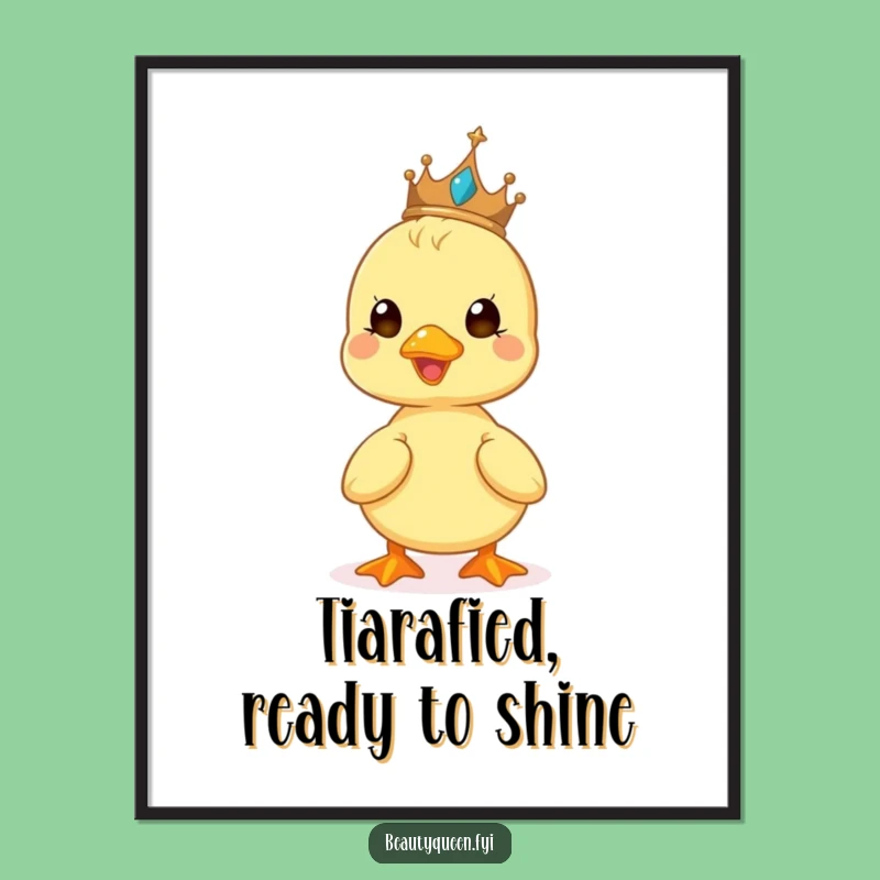Funny Free Printable Wall Art: Duckling Tiara Star Downloadable Decor