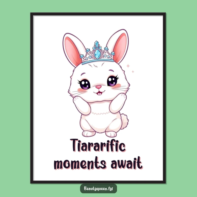 Free Printable Bunny Wall Art: Regal Fluffy Tiara Queen for Funny Downloadable Decor