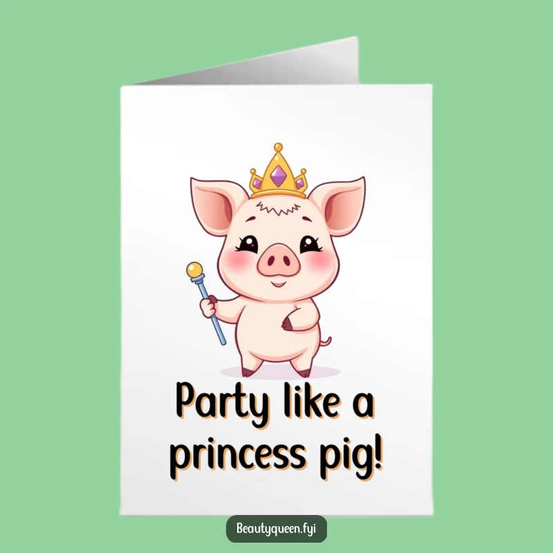Free Printable Bday Card: Piglet Princess Tiara Scepter - Funny Downloadable Gift