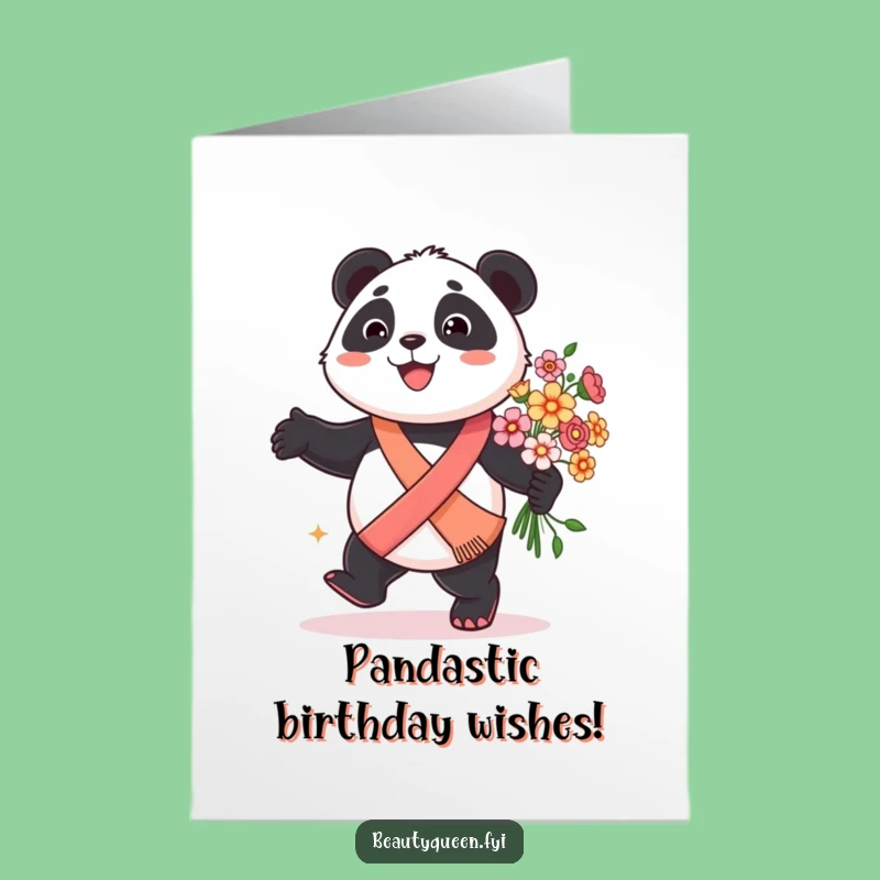Free Printable Birthday Card: Panda Sash Flowers, Funny Downloadable Greeting