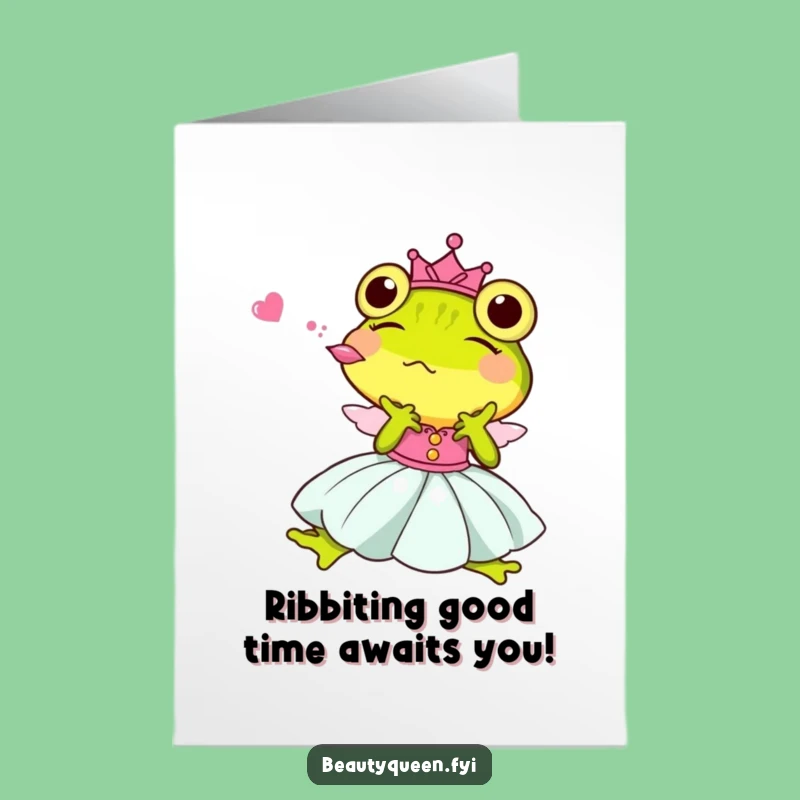 Free Printable Funny Birthday Card: Hopping Princess Frog Kissing, Perfect Humorous Downloadable Gift