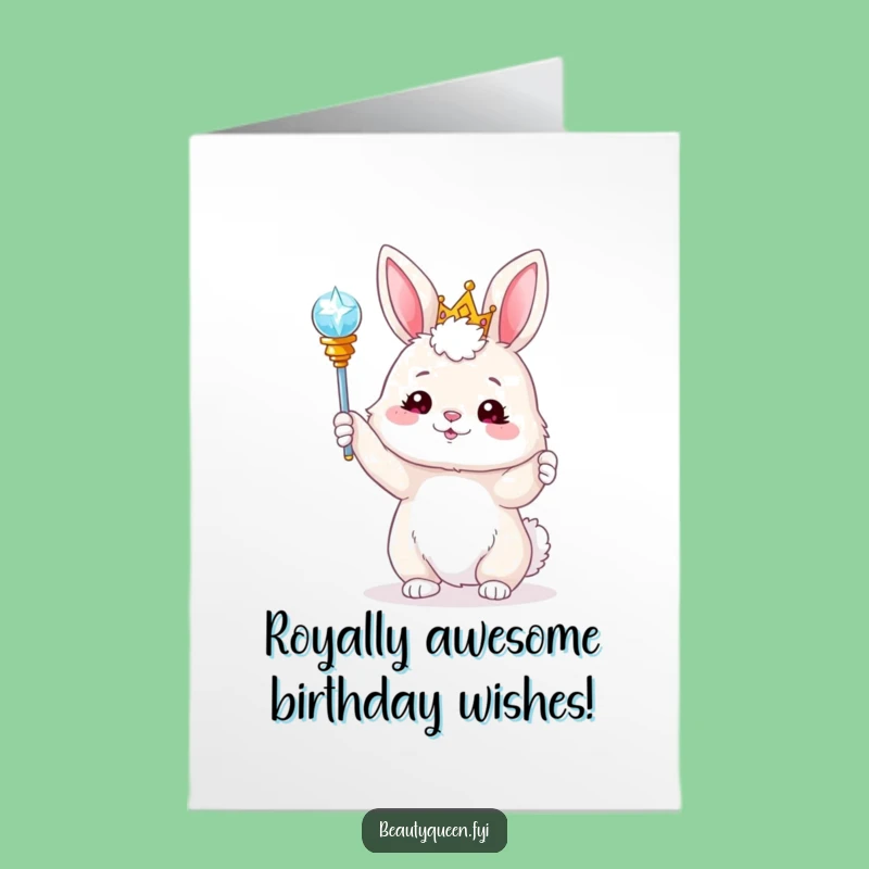 Funny Free Printable Bunny Birthday Card: Tossing Scepter Downloadable Gift