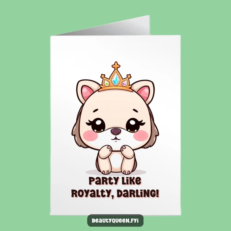 Free Printable Birthday Card: Sparkly Tiara Animal Kissing Goodbye, Funny DIY Downloadable Gift