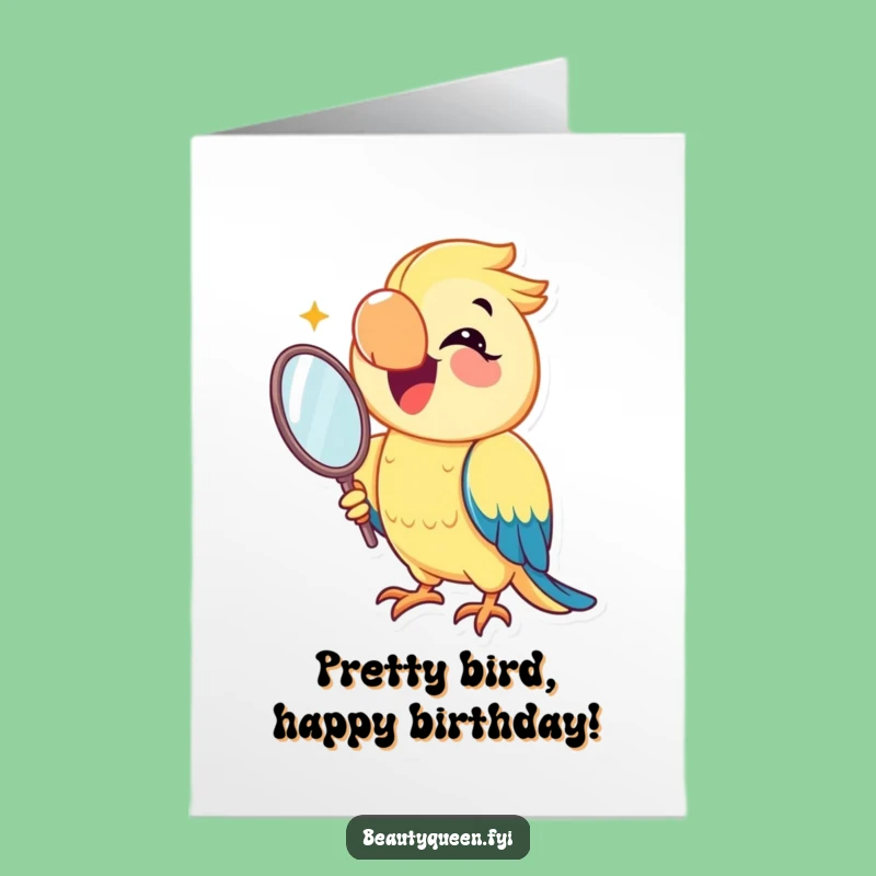 Funny Free Printable Parrot Birthday Card - Smiling Bird Mirror Downloadable Gift